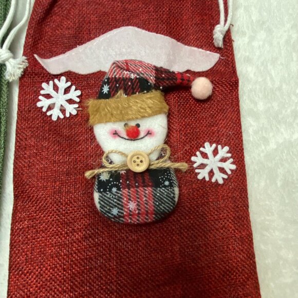 Christmas Gift Bags Buffalo Plaid Bottle Cover with Drawstring Rope Reusable Xma - Picture 2 of 7